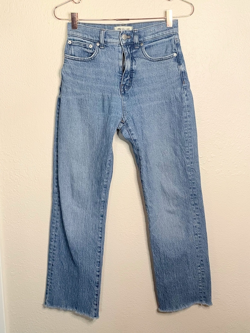 Madewell 90s Straight Jeans 24 Enmore Wash High Rise Raw Hem - Picture 3 of 12